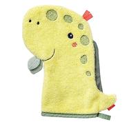 Fehn 051230 Dino, Manopla de baño con diseño de animales para divertirse en el baño, para bebés y niños a partir de 0 meses