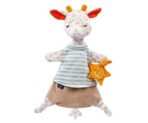 Fehn 053098 - Marioneta de tela, jirafa de peluche con bordado que brilla en la oscuridad, para bebés a partir de 0 meses, tamaño: 30 cm