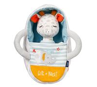 Fehn 053166 - Jirafa de peluche con bolsa de transporte y bordado que brilla en la oscuridad, para bebés a partir de 0 meses, tamaño: 23 cm