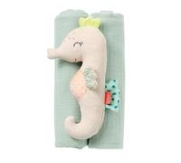 Fehn 054316 - Caballito de mar y paños de muselina, simpático agarrador con sonajero y paños de muselina de algodón, para bebés y niños pequeños a partir de 0 meses, tamaño: 17 cm, 60 x 60 cm