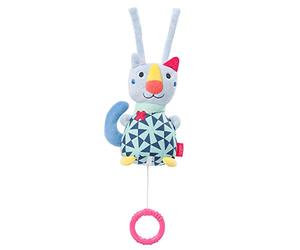 Fehn 055023 - Mini caja de música para gatos de color y amigos con Doudou y ayuda para el sueño: la bella melodía "sueños" calma en cualquier situación - Compañero ideal para el hogar y los