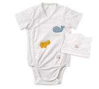 Fehn 056563 Body y gorro FehnNATUR (62/68) - Kit de primer bebé: bodi y gorro de algodón orgánico certificado (kbA), perfecto regalo unisex para nacimiento o bautizo