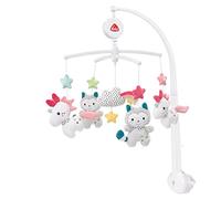 Fehn 057027 Móvil musical Aiko & Yuki, móvil con suave melodía y blandas figuras de peluche, Con sujeción, Para bebés de 0 a 5 meses, Tamaño: diámetro 40 cm, altura: 65 cm