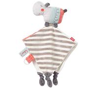 Fehn 059090 - Toalla de Seguridad con diseño de hipopótamo de Lujo/compañero de Juegos, Ayuda para Dormir y paño de Peluche con Anillo de fijación para Chupete para agarrar y Sentir, para bebés y