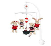 Fehn 078190 Móvil musical Ocean Club, caja de música móvil con peluches, Melodía "Der Mond ist aufgegangen", Para colocar en la cama de los bebés de 0 a 5 meses, Altura: 65 cm, diámetro 40 cm