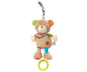 Fehn 091014 Minicaja de música Teddy, animal de peluche con mecanismo musical integrado con la melodía "Weißt du wieviel Sternlein stehen" para colgar, para bebés y niños pequeños desde el nacimiento