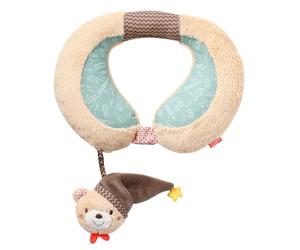 Fehn Almohada Cervical Osito, reposacabezas ergonómico con un simpático Osito sonajero, Apoyo Seguro para la Cabeza en el Coche, el Cochecito y el Asiento Infantil, para niños a Partir de 6 Meses