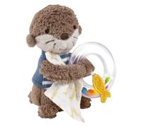 Fehn anillo sonajero nutria, Juguete de agarre para hacer sonar, sentir y jugar con un peluche como fiel compañero, juguete de motricidad para bebés y niños pequeños a partir de 0 meses