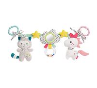 Fehn Cadena cochecito Aiko y Yuki - Juguete con 2 anillos C | Para fijar al cochecito, silla o cuna - con sonajero, chirriador, espejo y anillo de agarre, en casa o de viaje