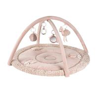 Fehn Flamingo - Manta de actividades en relieve con flamencos, arco de juego con 5 juguetes desmontables, para bebés en posición tumbada, sentada y a gatas, para bebés e infantil desde 0 meses