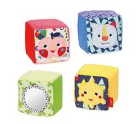 Fehn juego de cubos COLOR Friends, juguete de motricidad para bebés, juego de cubos de actividad para bebés, cubo de tela para divertirse jugando, cubo de motricidad para bebés y niños de 0+ meses