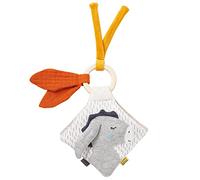 Fehn libro burro y osito NATUR - Libro de tela para cochecito - Libro de juguete para bebé con sonajero, papel crujiente y espejo - para bebés y niños pequeños de 0+ meses