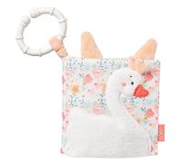 Fehn 062120 - Libro suave con diseño de El lago de los cisnes, libro sensorial de tela con diseño de flores y animales, 8 páginas con chirriador
