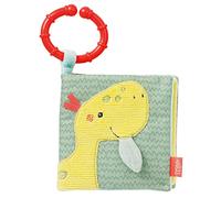 Fehn Libro ilustrado blandito Happy Dino, Libro táctil de tela con motivos de animales, Libro-juego de tela para colgar en cochecitos y sillitas, Libro crepitante para bebés y niños