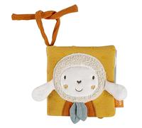 Fehn libro ovejas NATUR - Libro de tela para cochecito - Libro de juguete para bebé con chirriador, papel susurrante y espejo - para bebés y niños pequeños de 0+ meses