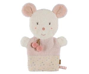 Fehn Manopla de baño Ratón - Toallita para bebés | Para un baño divertido, absorbente y muy suave - con bordado que brilla en la oscuridad, desde el nacimiento