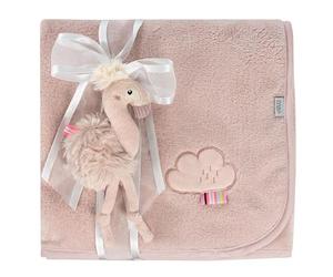 Fehn Manta de Peluche Flamenco - mullida y Suave para bebés y niños pequeños a Partir de 0+ Meses - para abrazar, como Alfombrilla para Gatear o Manta para casa y para Llevar Fuera