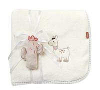 Fehn manta de peluche lama - Manta mullida y suave para bebés y niños pequeños a partir de 0+ meses - Para abrazar, como alfombrilla para gatear o para casa y para llevar fuera