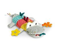 Fehn marioneta de mano cocodrilo, peluche con sonajero, papel susurrante, mordedor y chirriador, marioneta de mano para bebé, juguete crepitante para bebés y niños pequeños a partir de 6 meses