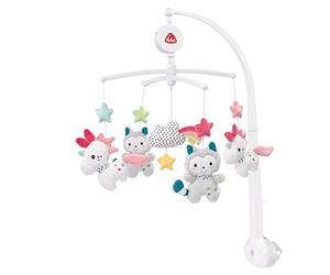 Fehn Música móvil Aiko y Yuki - Mobile a carica con melodia Canción de cuna de Mozart y figuras para tranquilizar y entretener - con fijación a la cama para bebés de 0 a 5 meses