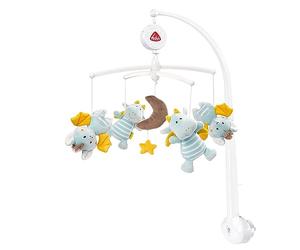 Fehn Música móvil Little Castle - Mobile a carica con melodia Canción de cuna de Mozart y figuras para tranquilizar y entretener - con fijación a la cama para bebés de 0 a 5 meses