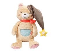 Fehn Osito con luz nocturna, Peluche con bordado "que brilla en la oscuridad", Ayuda para dormir como lámpara de cabecera, luz de lactancia, lámpara de noche y lámpara de cama, Para bebés y niños