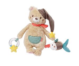 Fehn Oso de actividades - Juguete para desarrollar la motricidad con cierre de velcro - Para tocar y descubrir - Peluche para bebés y niños pequeños a partir de 0 meses