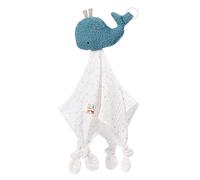 Fehn pañuelo de peluche ballena NATUR - Compañero de juegos y peluche de algodón de cultivo ecológico - Con sujeción para chupete para bebés y niños pequeños a partir de 0+ meses