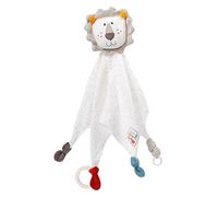 Fehn pañuelo de peluche león NATUR - Compañero de juegos y peluche de algodón de cultivo ecológico - Con sujeción para chupete para bebés y niños pequeños a partir de 0+ meses
