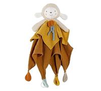 Fehn pañuelo de peluche oveja NATUR - Compañero de juegos y peluche de algodón de cultivo ecológico - Con sujeción para chupete para bebés y niños pequeños a partir de 0+ meses
