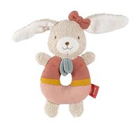 Fehn Sonajero de anillo Liebre NATUR - Juguete de algodón de cultivo ecológico - Fomenta el aprendizaje infantil de forma lúdica - para bebés y niños pequeños