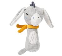 Fehn 052114 Burro FehnNATUR Juguete de habilidades motoras con sonajero de algodón orgánico certificado (kbA) fiel compañero para bebés y niños pequeños a partir de 0 meses, 00052114, gris