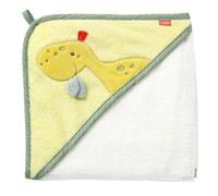 Fehn toalla de baño bebé dino, toalla de baño poncho infantil de rizo, toalla con simpático dinosaurio, toalla de baño con capucha para bebés y niños de 0+ meses, toalla con capucha mide 80 x 80 cm
