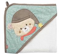 Fehn toalla de baño bebé osito, toalla de baño poncho infantil de rizo, toalla con simpático osito, toalla de baño con capucha para bebés y niños pequeños a partir de 0 meses, mide 80 x 80 cm