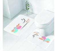FEHWI Alfombra Baño 2 Piezas,Alfombrilla Antideslizante y Secado Rápido Lavable,Alfombrilla para Bañera,Baño,Ducha,WC,Escena caprichosa: una cigüeña Cargando bebés sonrientes, difundiendo la alegría