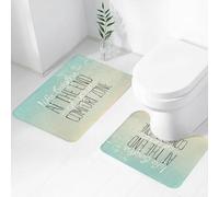 FEHWI Alfombra Baño 2 Piezas,Alfombrilla Antideslizante y Secado Rápido Lavable,Alfombrilla para Bañera,Baño,Ducha,WC,Estilo de Vida, Concepto de Cita Motivacional: la Vida Comienza al Final de tu z
