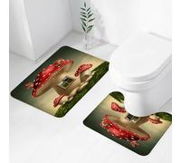FEHWI Alfombra Baño 2 Piezas,Alfombrilla Antideslizante y Secado Rápido Lavable,Alfombrilla para Bañera,Baño,Ducha,WC,Hongo, Solo Hongo de fantasía en la Ventana de la cabaña del Bosque de fantasía