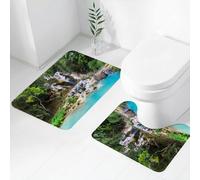 FEHWI Alfombra Baño 2 Piezas,Alfombrilla Antideslizante y Secado Rápido Lavable,Alfombrilla para Bañera,Baño,Ducha,WC,Luang Prabang es una Ciudad Patrimonio Mundial de Laos.