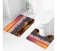 FEHWI Alfombra Baño 2 Piezas,Alfombrilla Antideslizante y Secado Rápido Lavable,Alfombrilla para Bañera,Baño,Ducha,WC,Vista Desde el Monte de los Olivos hacia la Ciudad Vieja de Jerusalén