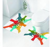 FEHWI Alfombra Baño 2 Piezas,Alfombrilla Antideslizante y Secado Rápido Lavable,Alfombrilla para Bañera,Baño,Ducha,WC,Tema de cooperación Entre jóvenes y la Comunidad Manos Coloridas Juntas Acuerdo