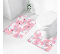 FEHWI Alfombra Baño 2 Piezas,Alfombrilla Antideslizante y Secado Rápido Lavable,Alfombrilla para Bañera,Baño,Ducha,WC,con Unicornios mágicos y arcoíris. Fondo Infantil de Cuento de Hadas para ilustr