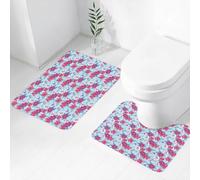 FEHWI Alfombra Baño 2 Piezas,Alfombrilla Antideslizante y Secado Rápido Lavable,Alfombrilla para Bañera,Baño,Ducha,WC,Flores, Damasco florece, Flores Vibrantes y Hojas Decorativas con pequeñas marip