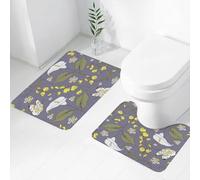 FEHWI Alfombra Baño 2 Piezas,Alfombrilla Antideslizante y Secado Rápido Lavable,Alfombrilla para Bañera,Baño,Ducha,WC,Ilustración Vectorial de un patrón sin Costuras con Flores de Cala. Fondo Floral