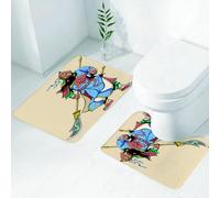 FEHWI Alfombra Baño 2 Piezas,Alfombrilla Antideslizante y Secado Rápido Lavable,Alfombrilla para Bañera,Baño,Ducha,WC,Ilustración Vibrante de una Figura mítica de la Historia China, con llamativas t
