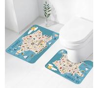 FEHWI Alfombra Baño 2 Piezas,Alfombrilla Antideslizante y Secado Rápido Lavable,Alfombrilla para Bañera,Baño,Ducha,WC,Imágenes caprichosas de la Ciudad de Los Ángeles en Francia, un Colorido recorri