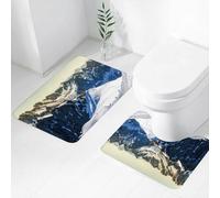 FEHWI Alfombra Baño 2 Piezas,Alfombrilla Antideslizante y Secado Rápido Lavable,Alfombrilla para Bañera,Baño,Ducha,WC,Mont Blanc Chamonix Alpes Franceses Francia Europa Turistas Escalada Montaña