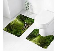 FEHWI Alfombra Baño 2 Piezas,Alfombrilla Antideslizante y Secado Rápido Lavable,Alfombrilla para Bañera,Baño,Ducha,WC,Admire la Tranquilidad de la Naturaleza, el Flujo matutino del Bosque, el Bosque