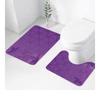 FEHWI Alfombra Baño 2 Piezas,Alfombrilla Antideslizante y Secado Rápido Lavable,Alfombrilla para Bañera,Baño,Ducha,WC,sición de Plantas Lilas sobre un Fondo de Adorno Morado.
