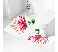 FEHWI Alfombra Baño 2 Piezas,Alfombrilla Antideslizante y Secado Rápido Lavable,Alfombrilla para Bañera,Baño,Ducha,WC,Decoración Floral de Acuarela, Lirio Oriental asiático Abierto, Fresia, Flora