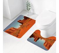 FEHWI Alfombra Baño 2 Piezas,Alfombrilla Antideslizante y Secado Rápido Lavable,Alfombrilla para Bañera,Baño,Ducha,WC,Desierto, día Soleado y caluroso, Valle de los Monumentos, Tierras Áridas, Nació
